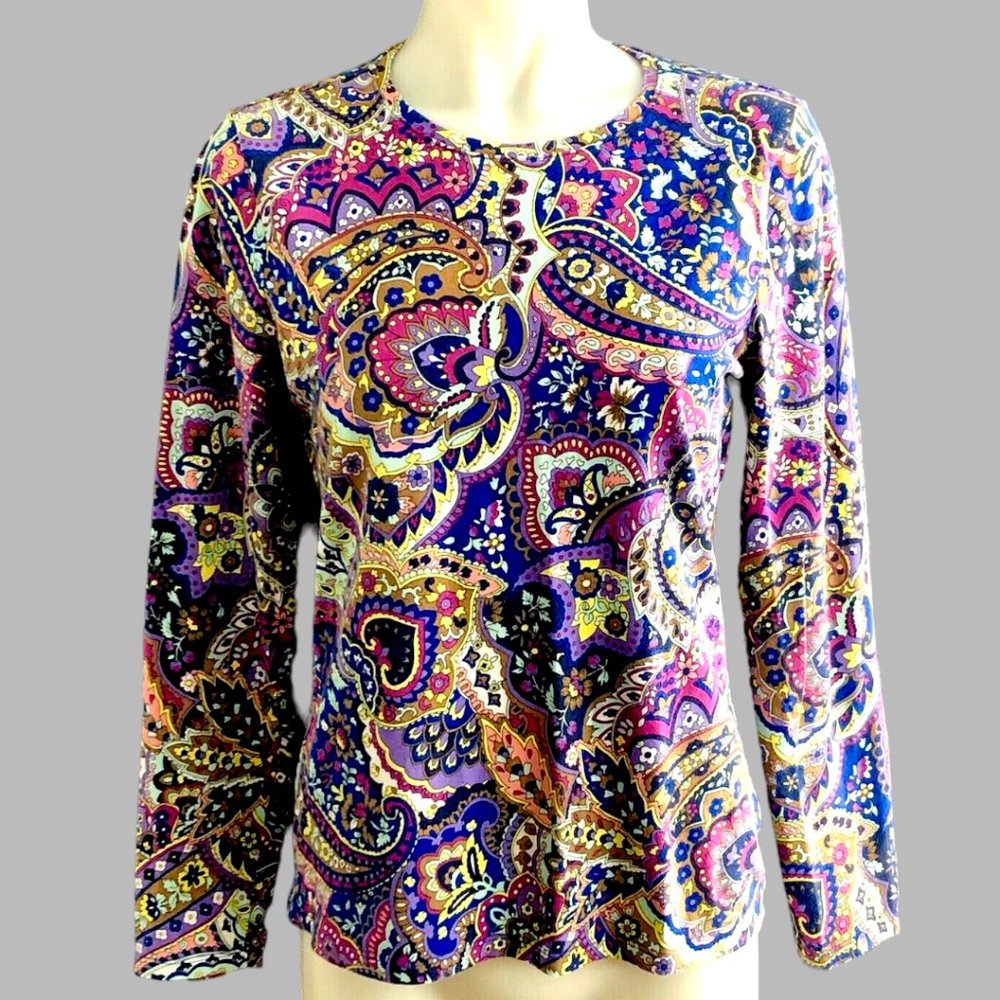 ❤️SOLD❤️ Talbots Paisley Brushed Cotton Tee Stretch Top SZ M
